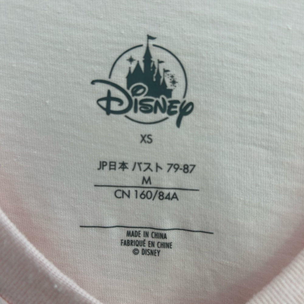 Disney Mickey and Minnie Short Sleeve T-Shirt Size XS Pastel Pink Black Graphic - Picture 2 of 4